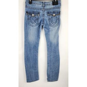 True Religion Joey Super T Slim Fit Women Size 29 Blue Light Wash Straight Jeans